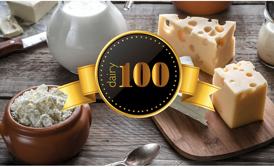 Dairy top 100 - dairy products in the background