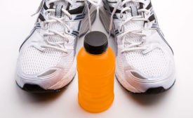 sneakers and sports drink