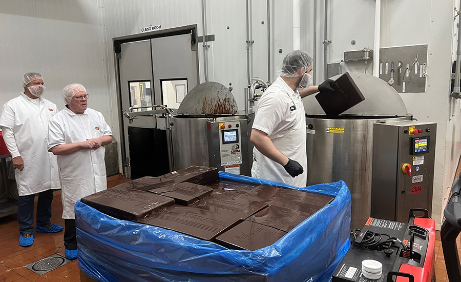 employees working with chocolate